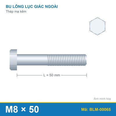 Bu lông mạ kẽm M8x50