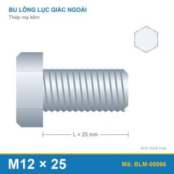 Bu lông mạ kẽm M12x25