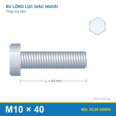 Bu lông mạ kẽm M10x40
