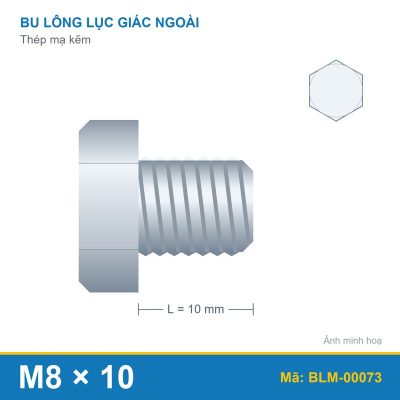 Bu lông mạ kẽm M8x10