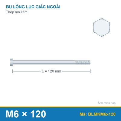 Bulong mạ kẽm M6x120