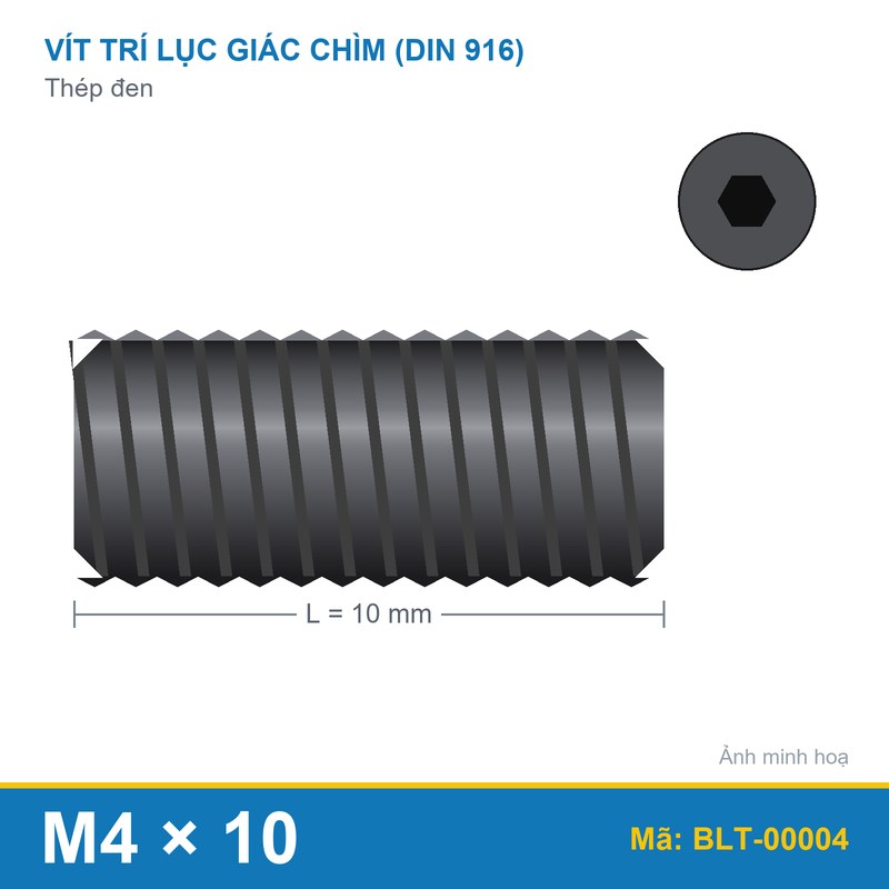 Bu lông lục giác âm thép 916 M4x10