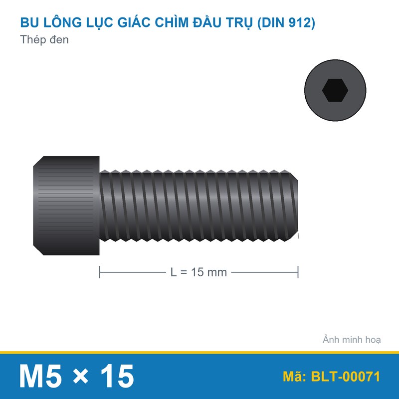 Bu lông lục giác thép 912 M5x15