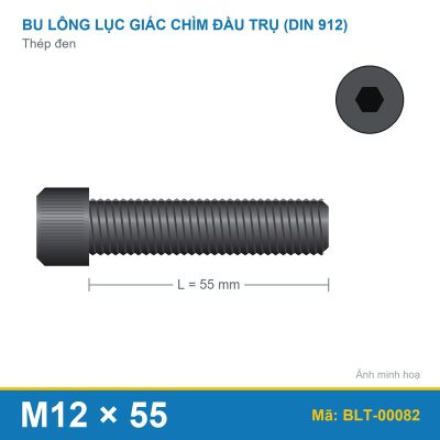 Bulong lục giác thép 912 M12x55