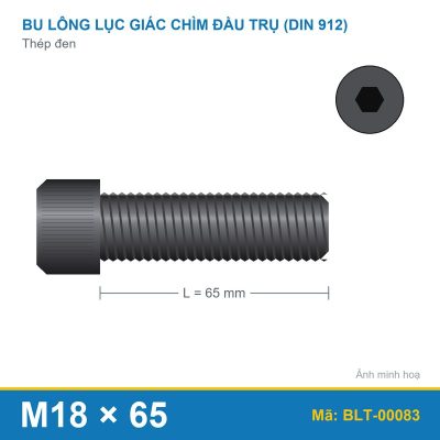 Bu lông lục giác thép 912 M18x65