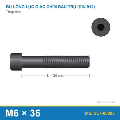 Bu lông lục giác thép 912 M6x35