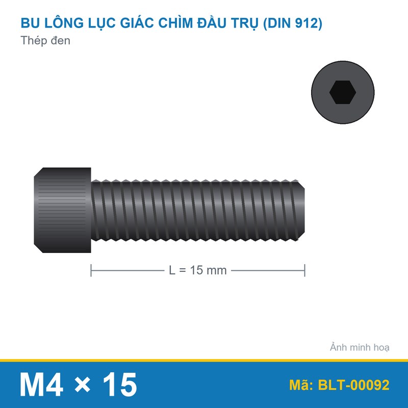 Bu lông lục giác thép 912 M4x15