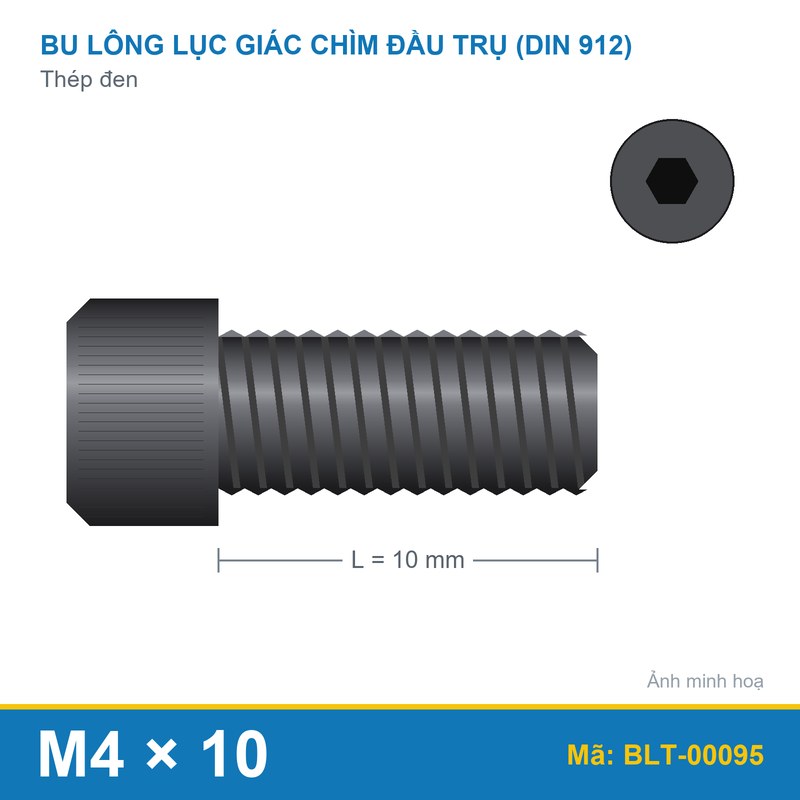 Bu lông lục giác thép 912 M4x10