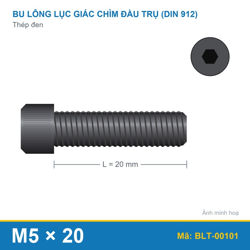 Bu lông lục giác thép 912 M5x20