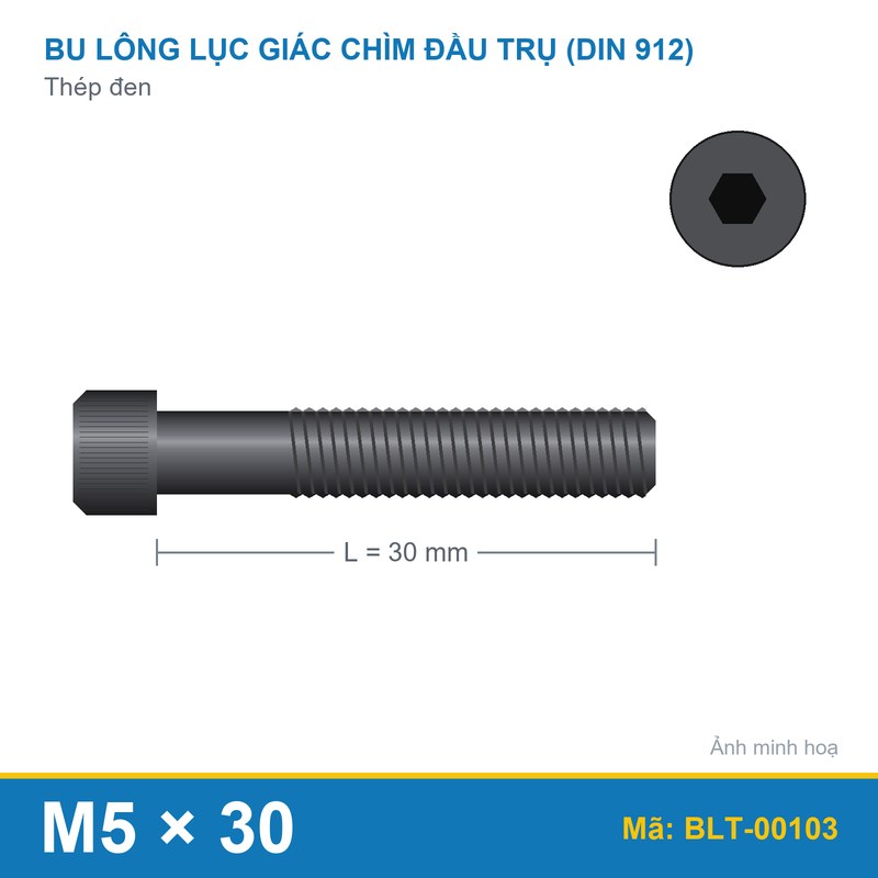 Bu lông lục giác thép 912 M5x30