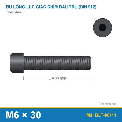Bu lông lục giác thép 912 M6x30