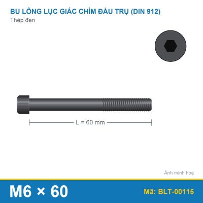 Bu lông lục giác thép 912 M6x60