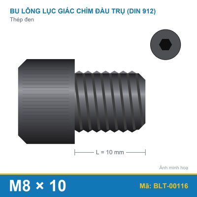 Bu lông lục giác thép 912 M8x10