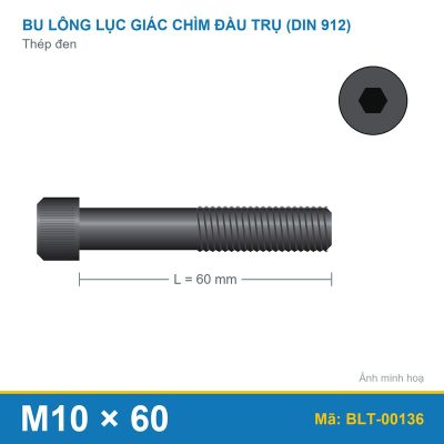 Bu lông lục giác thép 912 M10x60
