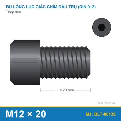 Bu lông lục giác thép 912 M12x20