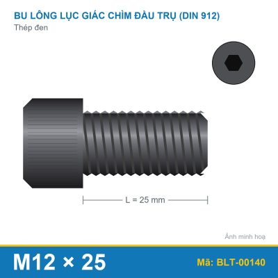 Bu lông lục giác thép 912 M12x25