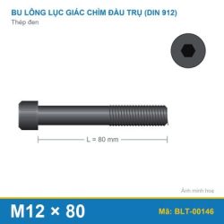 Bu lông lục giác thép 912 M12x80