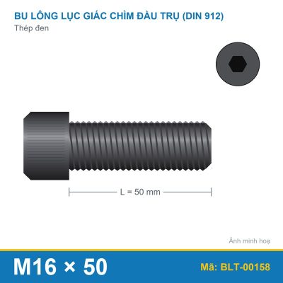 Bu lông lục giác thép 912 M16x50