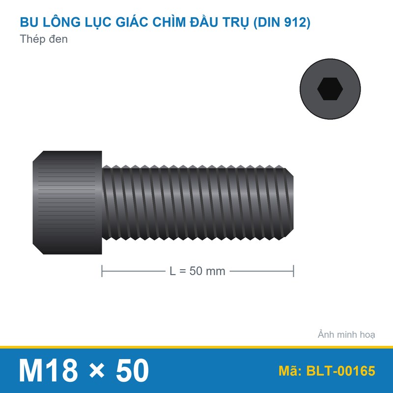 Bu lông lục giác thép 912 M18x50
