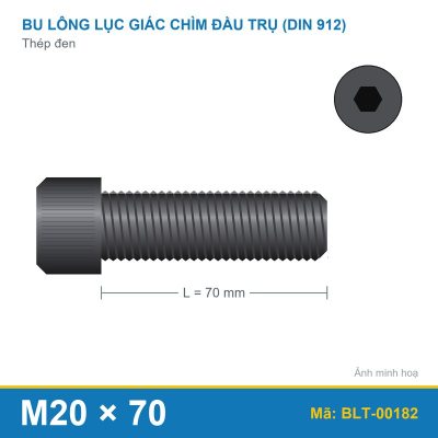 Bu lông lục giác thép 912 M20x70