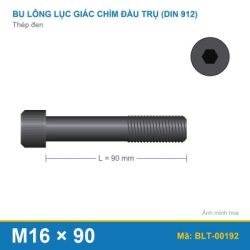 Bu lông lục giác chìm đầu trụ thép đen Din912 M16x90 ren lửng