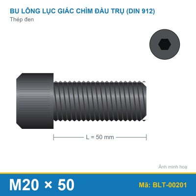 Bu lông lục giác thép 912 M20x50