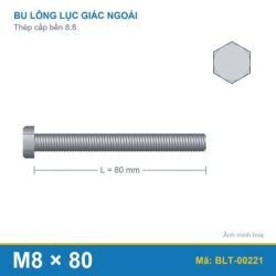 Bu lông thép 8.8 M8x80 ren suốt