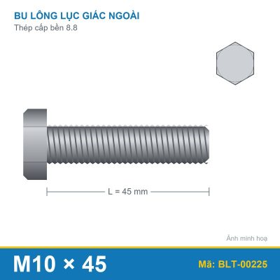 Bu lông thép 8.8 M10x45