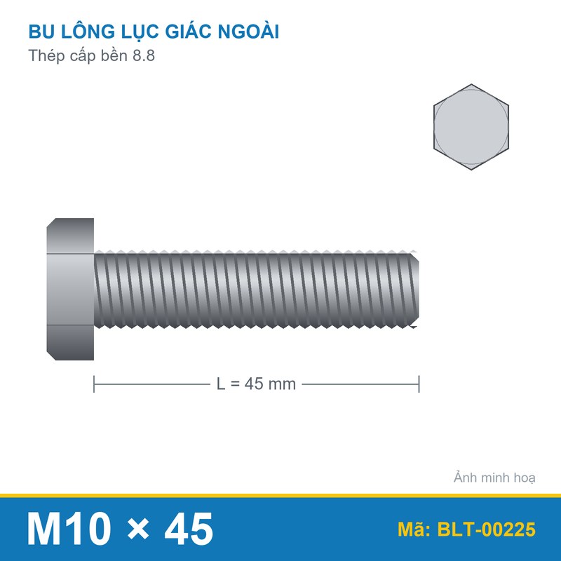 Bu lông thép 8.8 M10x45