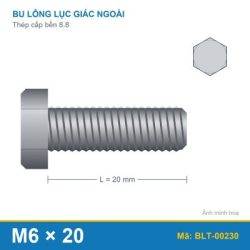 Bu lông thép 8.8 M6x20 ren suốt