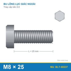 Bu lông thép 8.8 M8x25 ren suốt