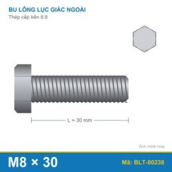 Bu lông thép 8.8 M8x30 ren suốt
