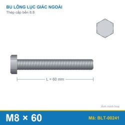 Bu lông thép 8.8 M8x60 ren suốt
