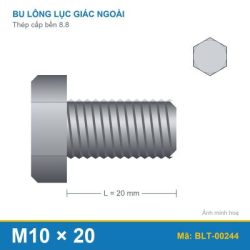 Bu lông thép 8.8 M10x20 ren suốt