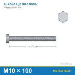 Bu lông thép 8.8 M10x100 ren suốt