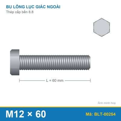 Bu lông thép 8.8 M12x60