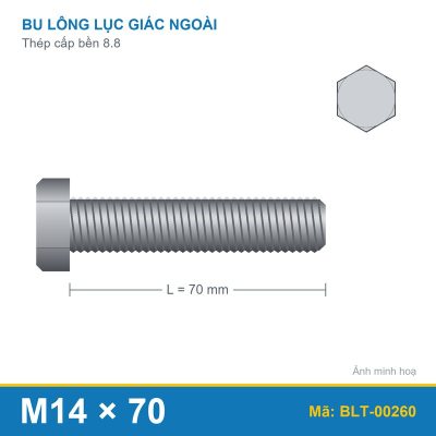 Bu lông thép 8.8 M14x70