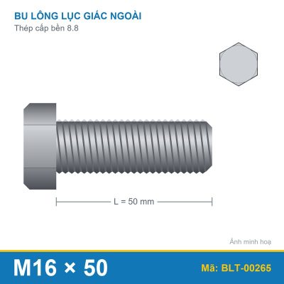 Bu lông thép 8.8 M16x50
