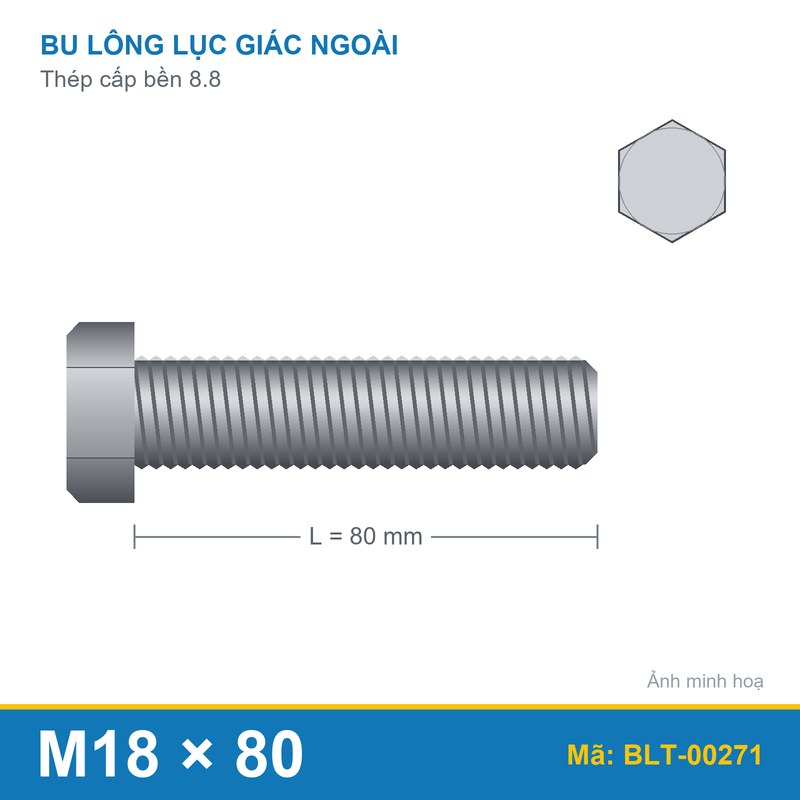Bu lông thép 8.8 M18x80