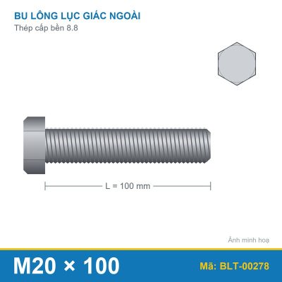 Bu lông thép 8.8 M20x100