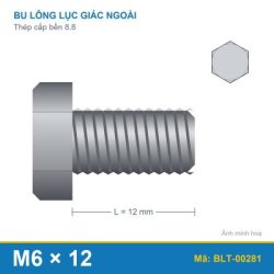 Bu lông thép 8.8 M6x12 ren suốt
