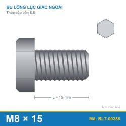Bu lông thép 8.8 M8x15 ren suốt