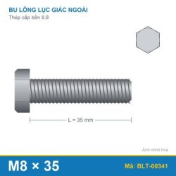 Bu lông thép 8.8 M8x35 ren suốt