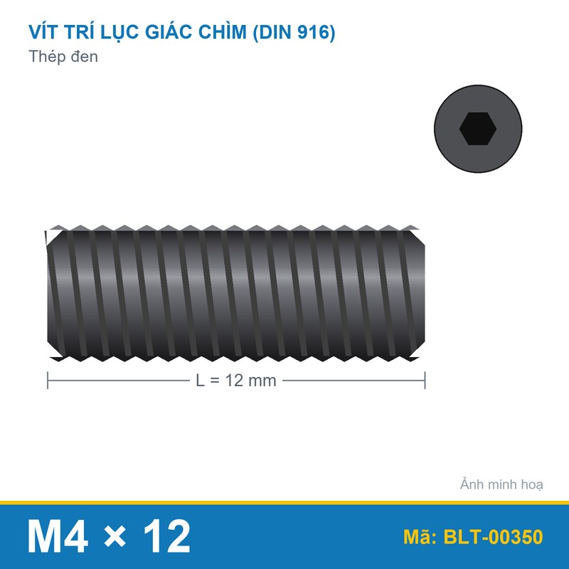 Bu lông lục giác âm thép 916 M4x12
