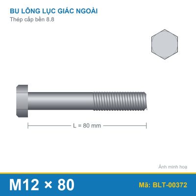 Bu lông thép 8.8 M12x80