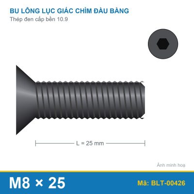 Bu lông lục giác chìm đầu col thép M8x25 (10.9/DIN7991)