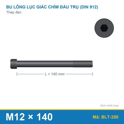 Bulong lục giác thép 912 M12x140
