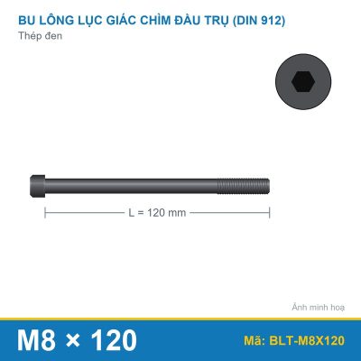 Bu lông lục giác thép 912 M8x120