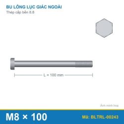 Bu lông thép 8.8 M8x100 ren lửng
