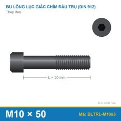 Bu lông lục giác chìm thép M10x50 ren lửng